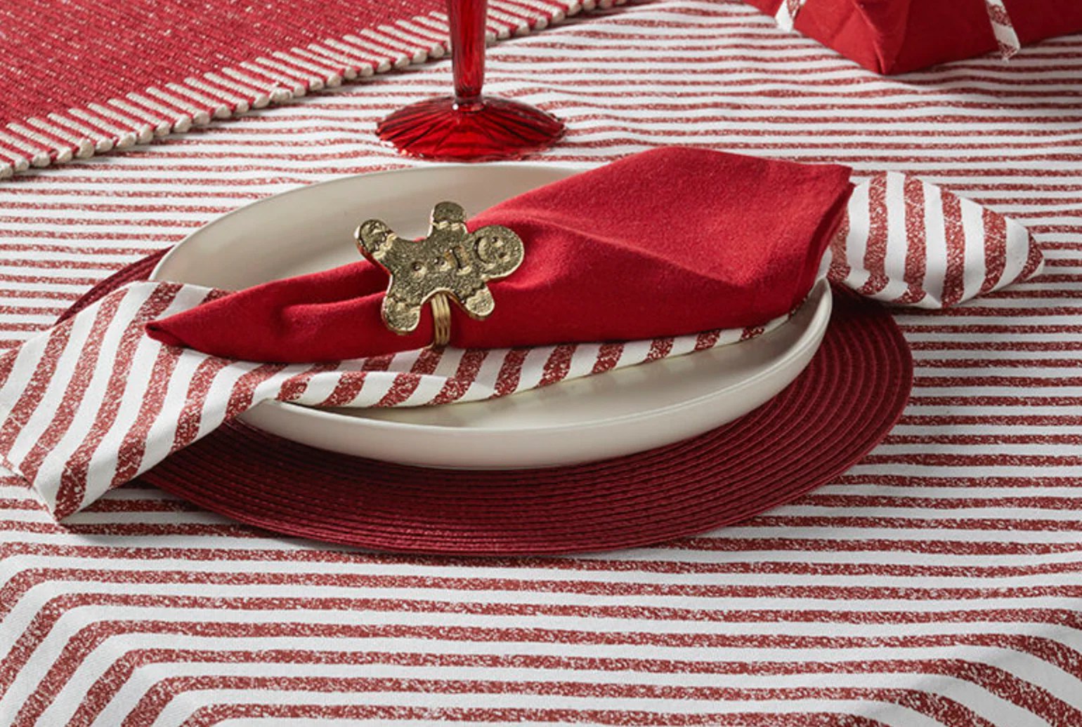 Walton & Co Candy Cane Tablecloth, Red - Image 2