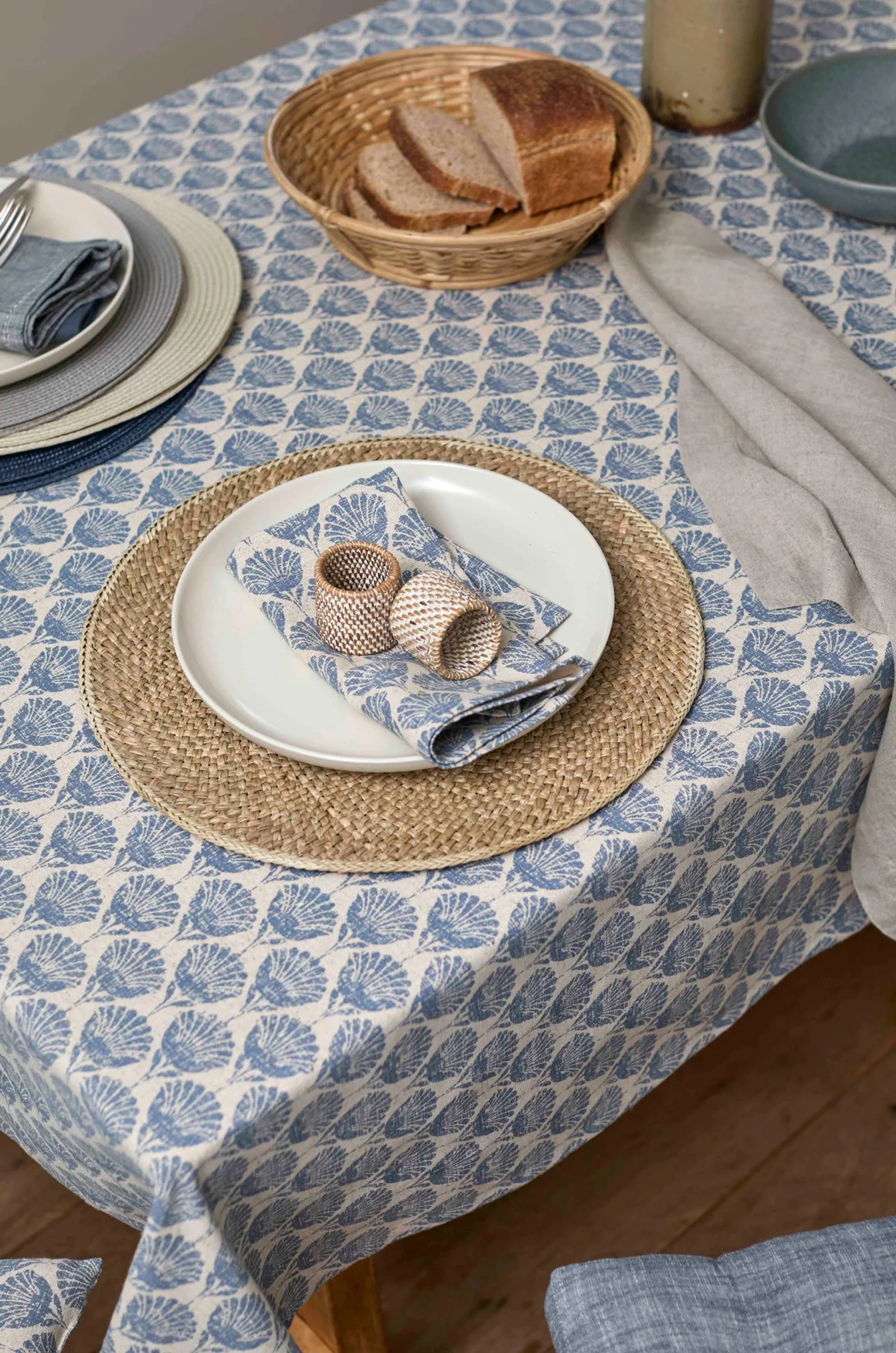 Walton & Co Carnation Tablecloth, Slate Blue - Image 4